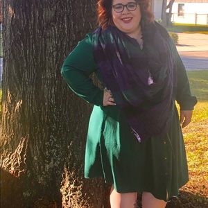 Dark green long sleeve shirt dress
